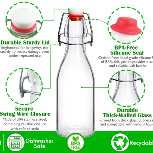 8 Swing Top Glass Bottles 8.5oz 8 bottles total Brand New Mint Condition - Picture 7 of 9